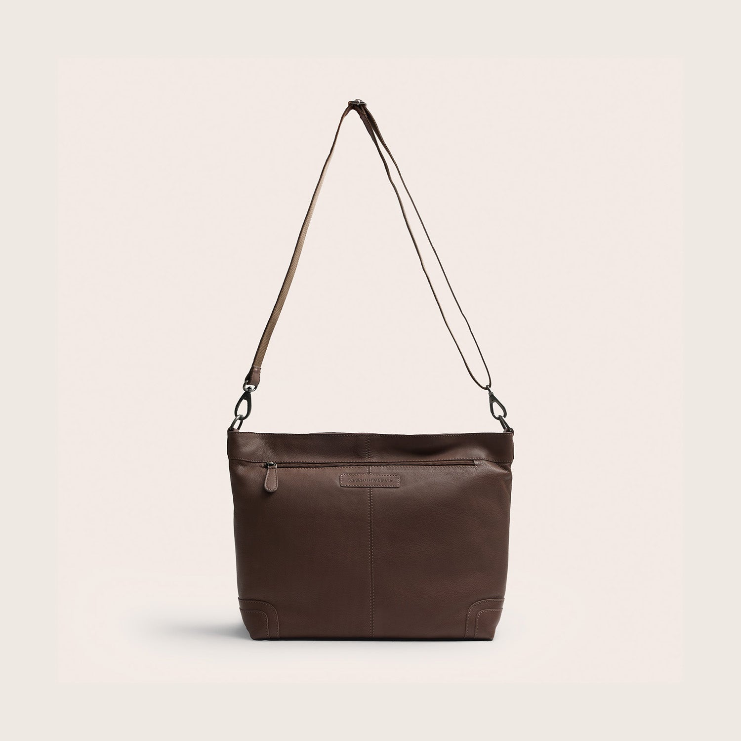 Leder Schultertasche Dunkles Taupe Astero
