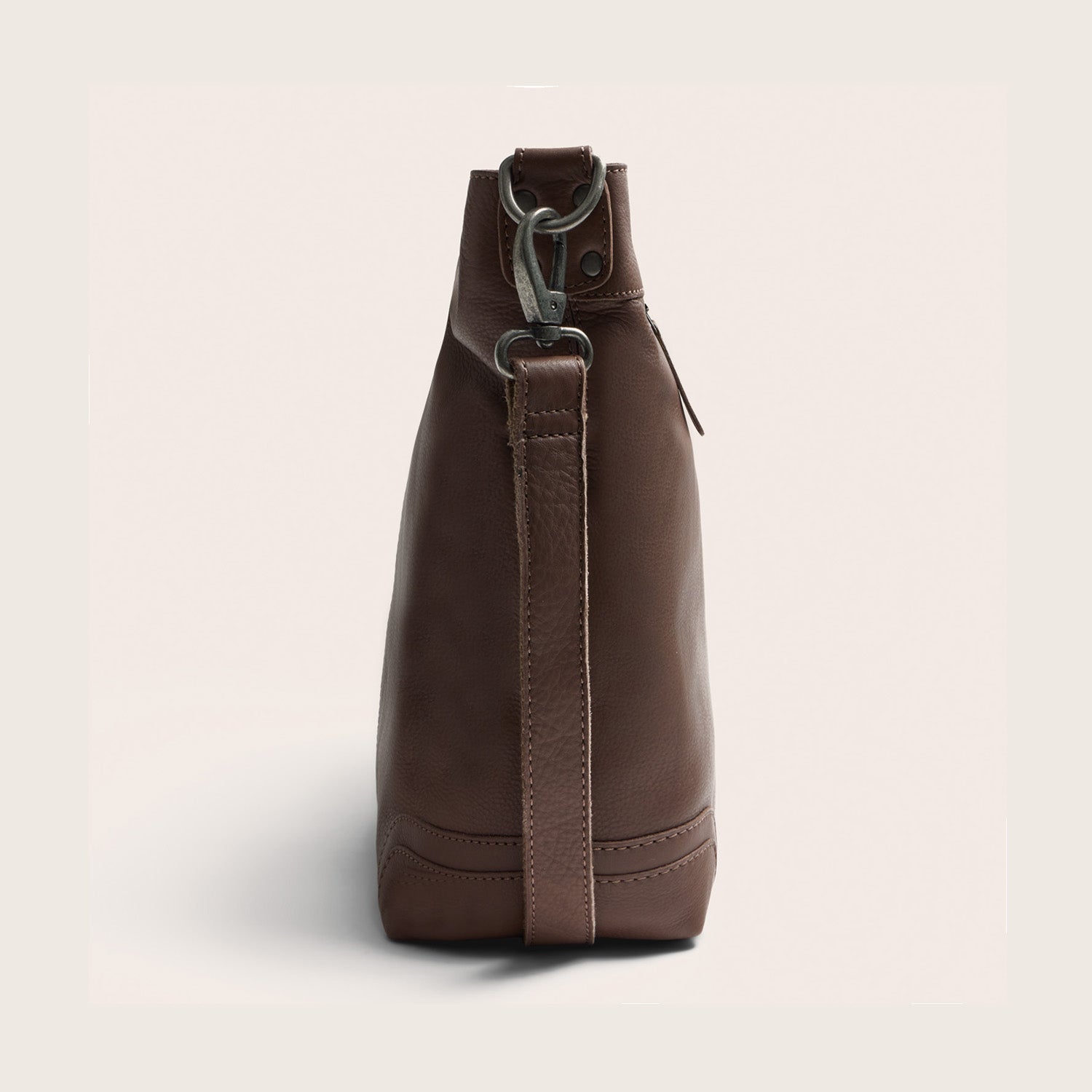 Leder Schultertasche Dunkles Taupe Astero