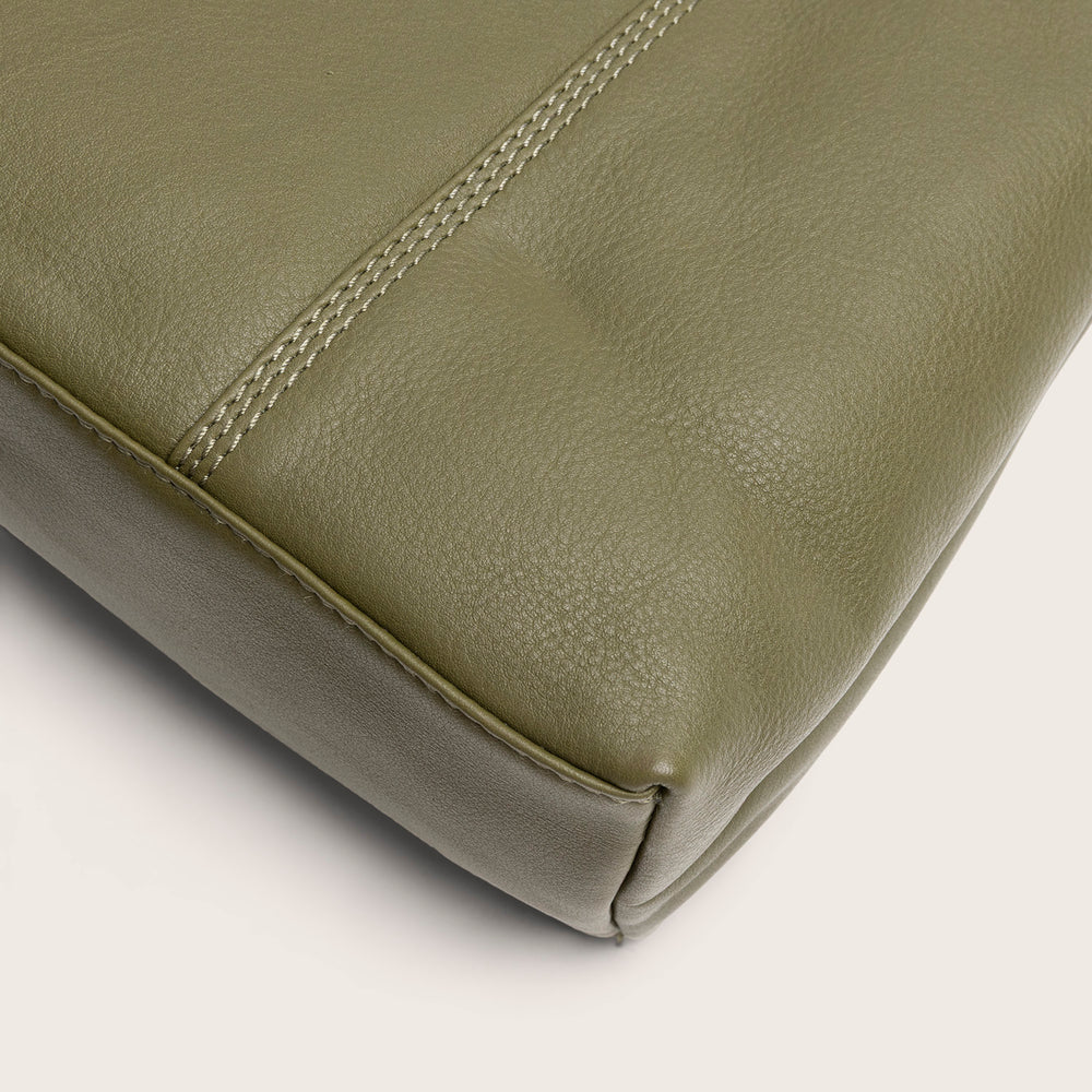 Sac Porté Épaule en Cuir Vert Olive Marvos