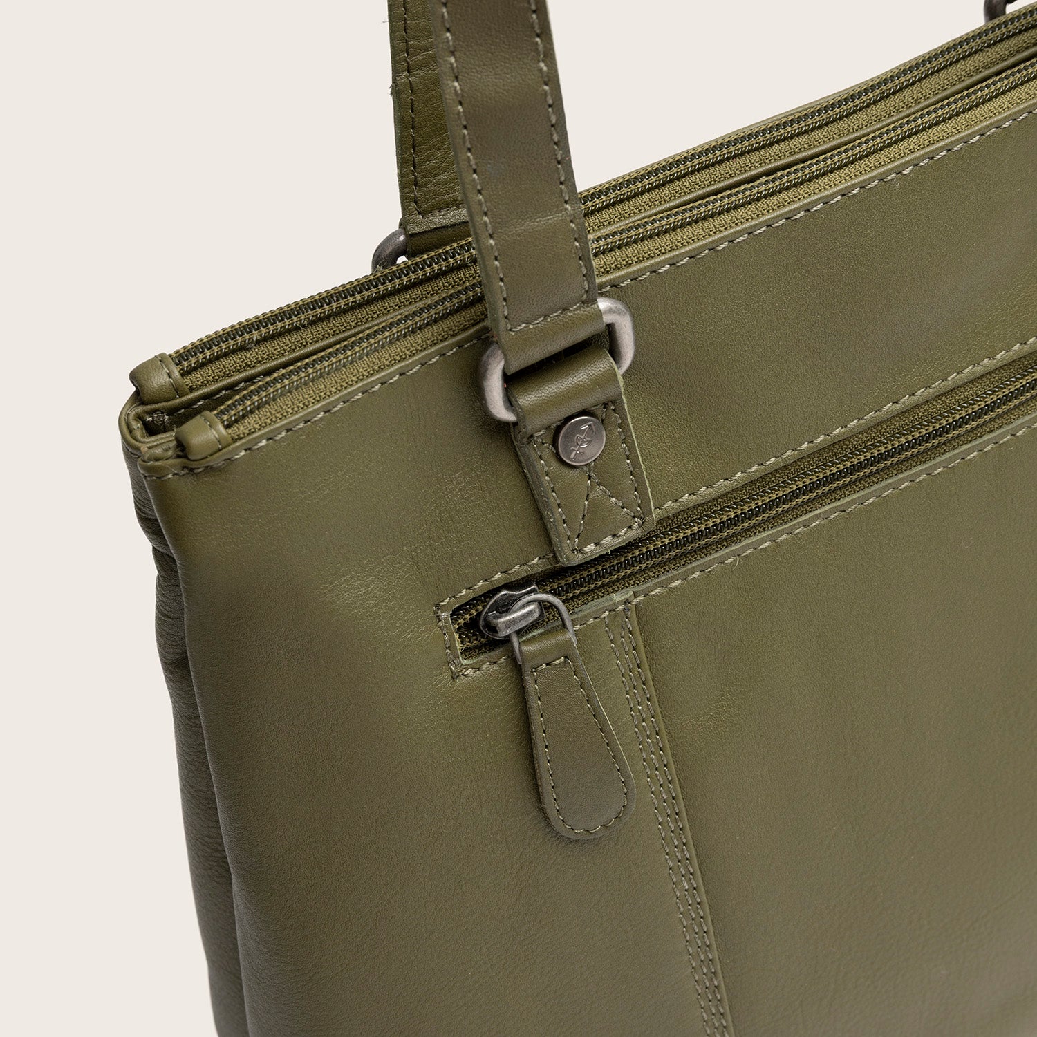 Sac Porté Épaule en Cuir Vert Olive Marvos