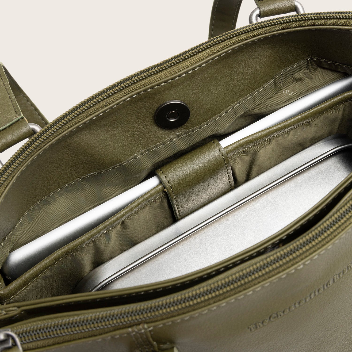 Sac Porté Épaule en Cuir Vert Olive Marvos