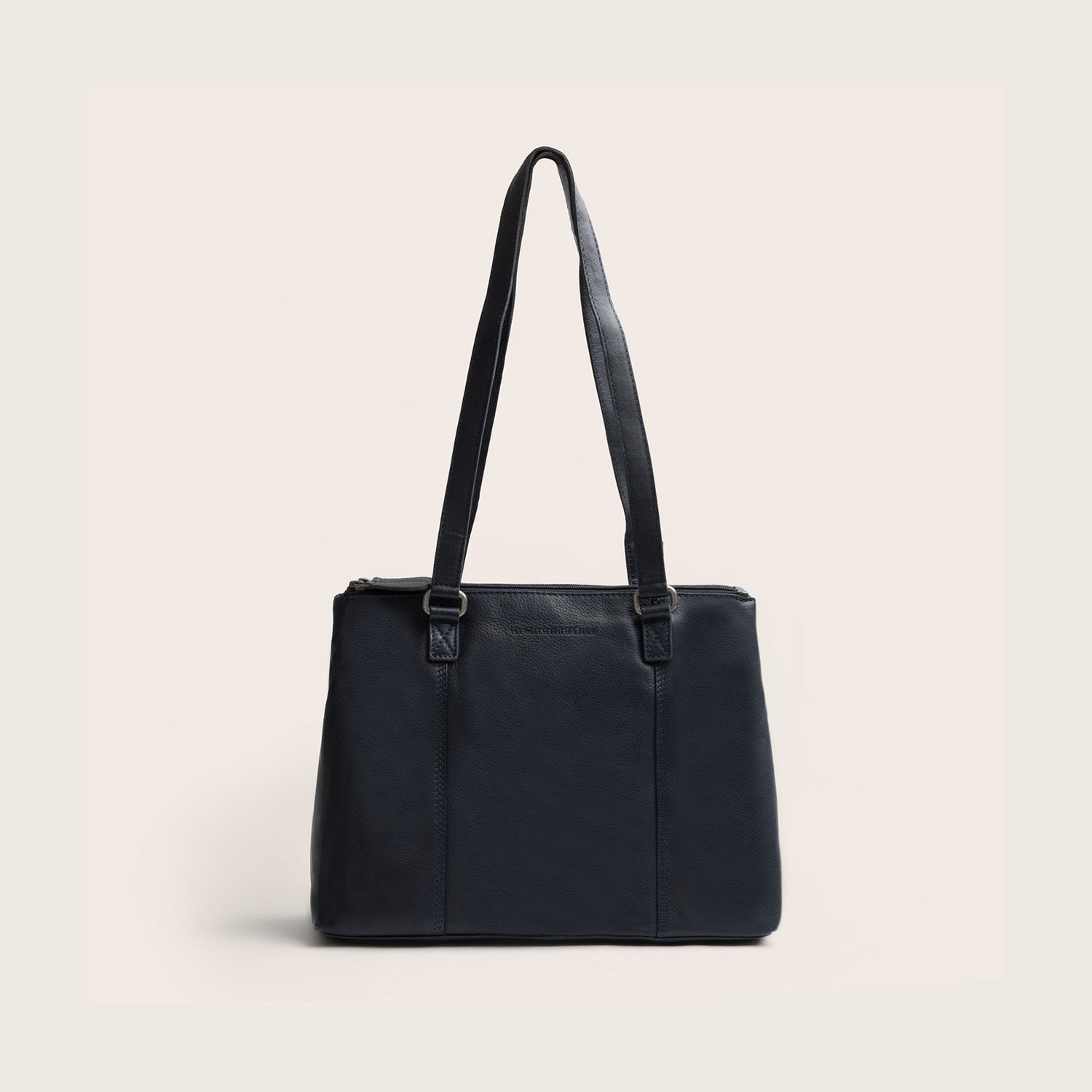 Sac Porté Épaule en Cuir Bleu Marine Marvos