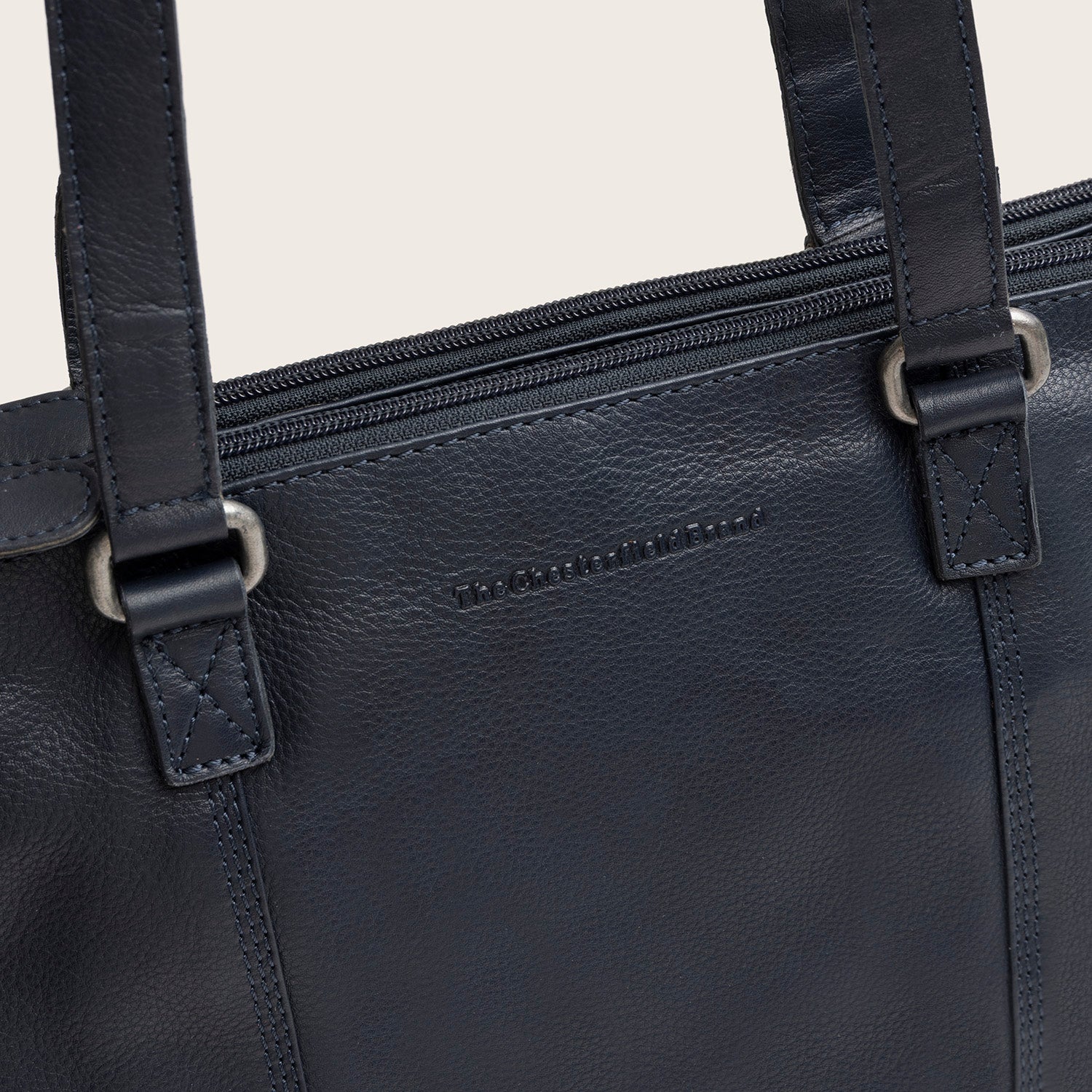 Sac Porté Épaule en Cuir Bleu Marine Marvos