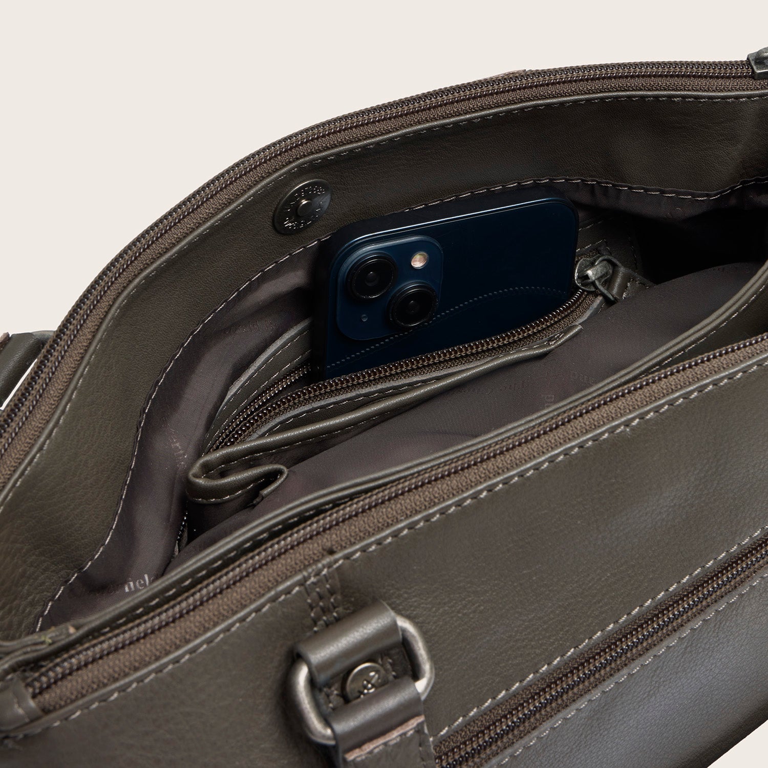 Leather Shoulder Bag Clay Grey Marvos