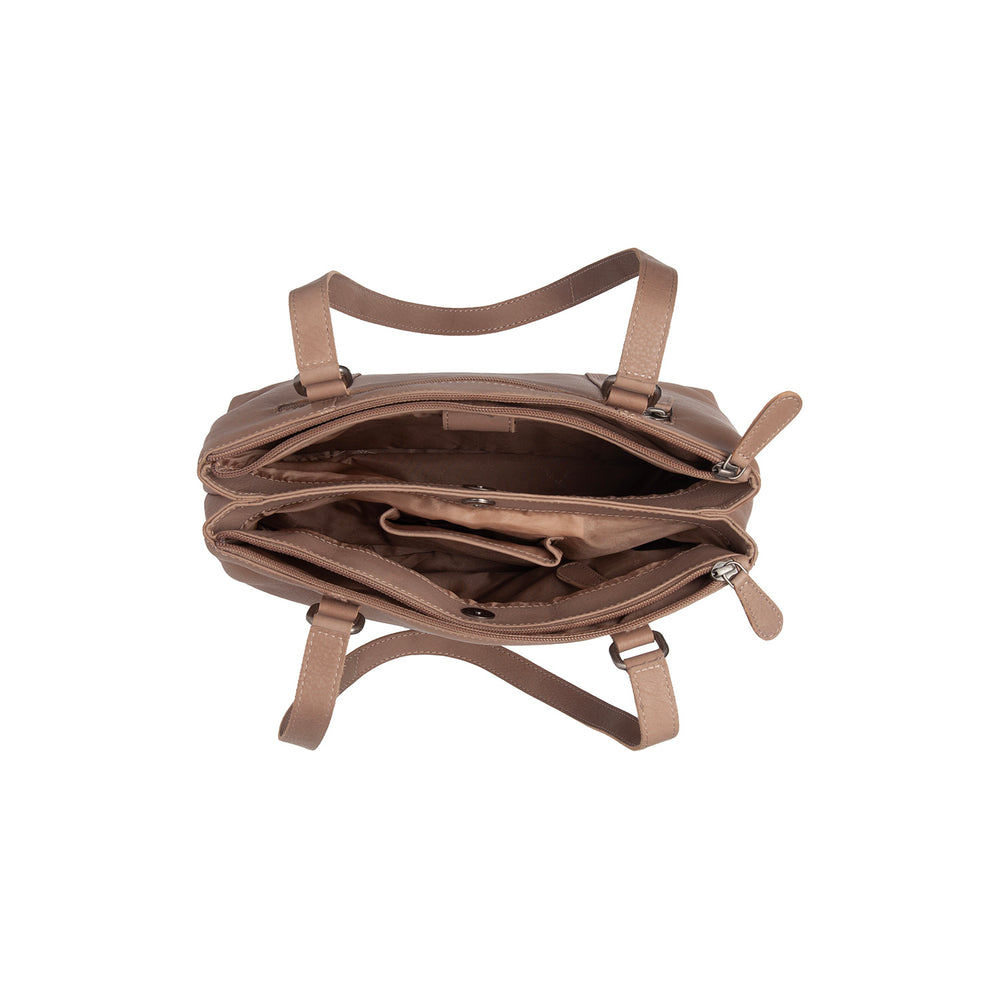 Leather Shoulder Bag Taupe Marvos