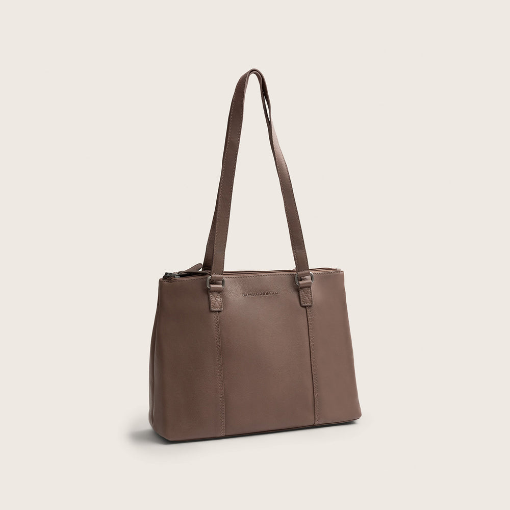 Leather Shoulder Bag Dark Taupe Marvos