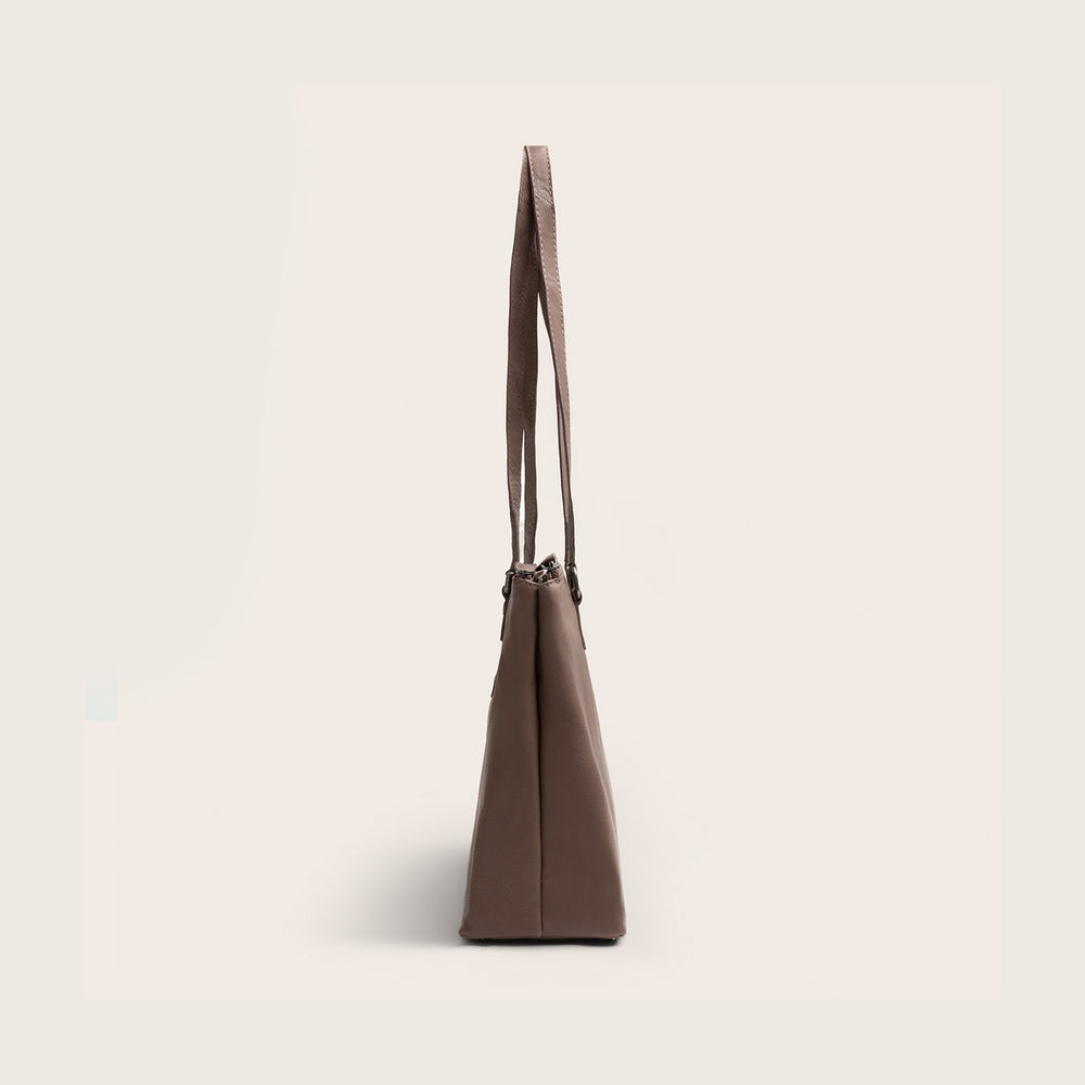 Leather Shoulder Bag Dark Taupe Marvos