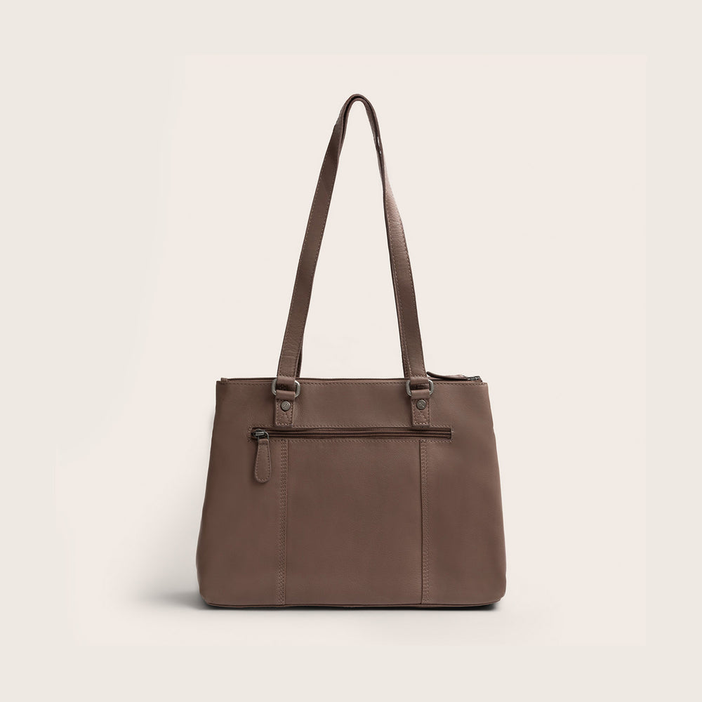 Leather Shoulder Bag Dark Taupe Marvos