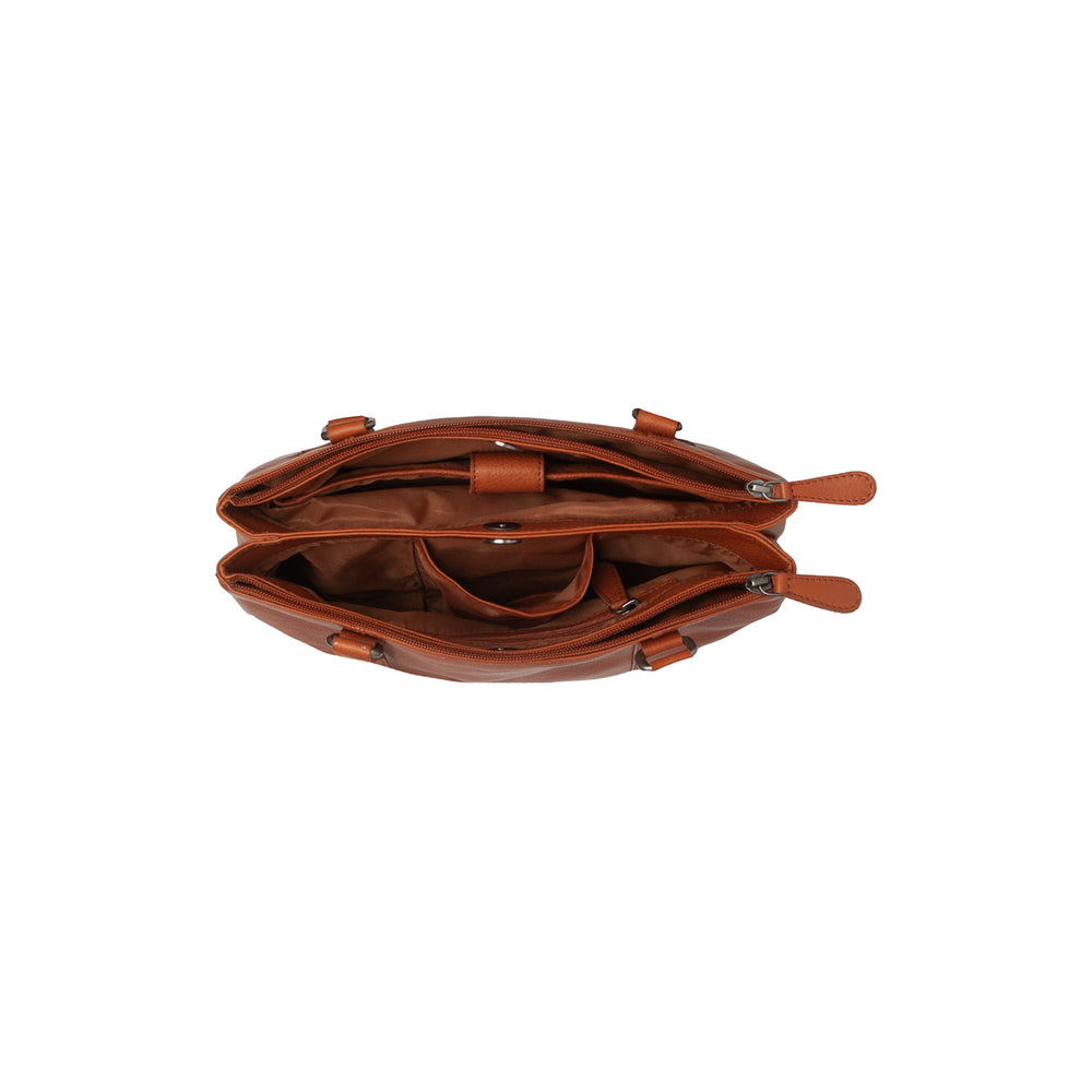 Leather Shoulder Bag Cognac Marvos