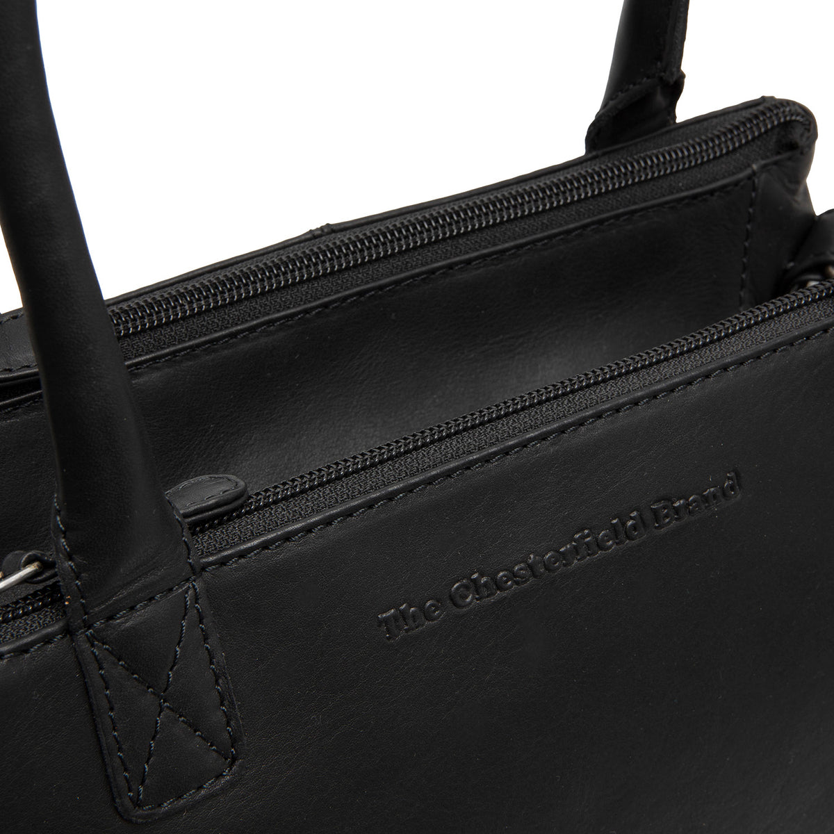 Leder Handtasche Schwarz Solvin