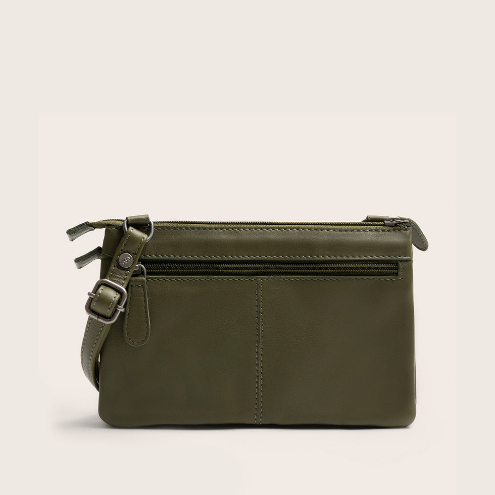 Sac Bandoulière en Cuir Vert Olive Brisa