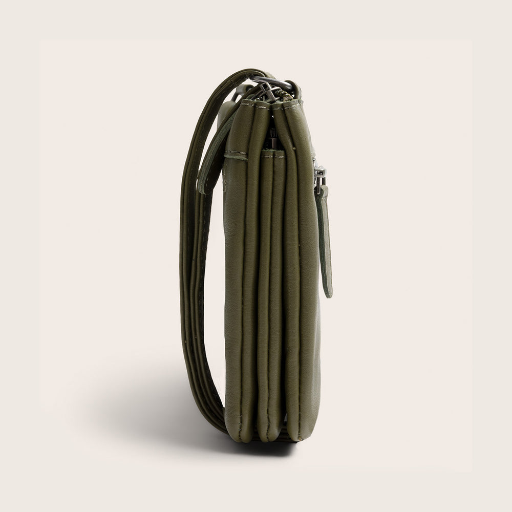 Sac Bandoulière en Cuir Vert Olive Brisa