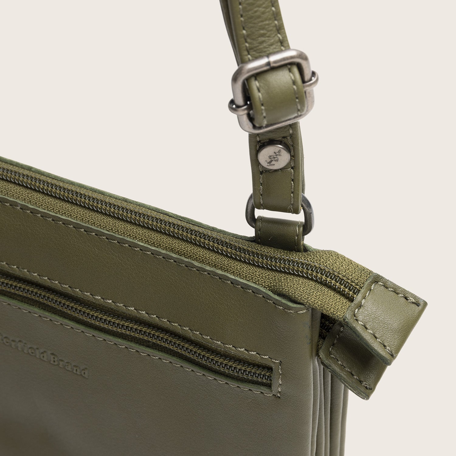 Sac Bandoulière en Cuir Vert Olive Brisa