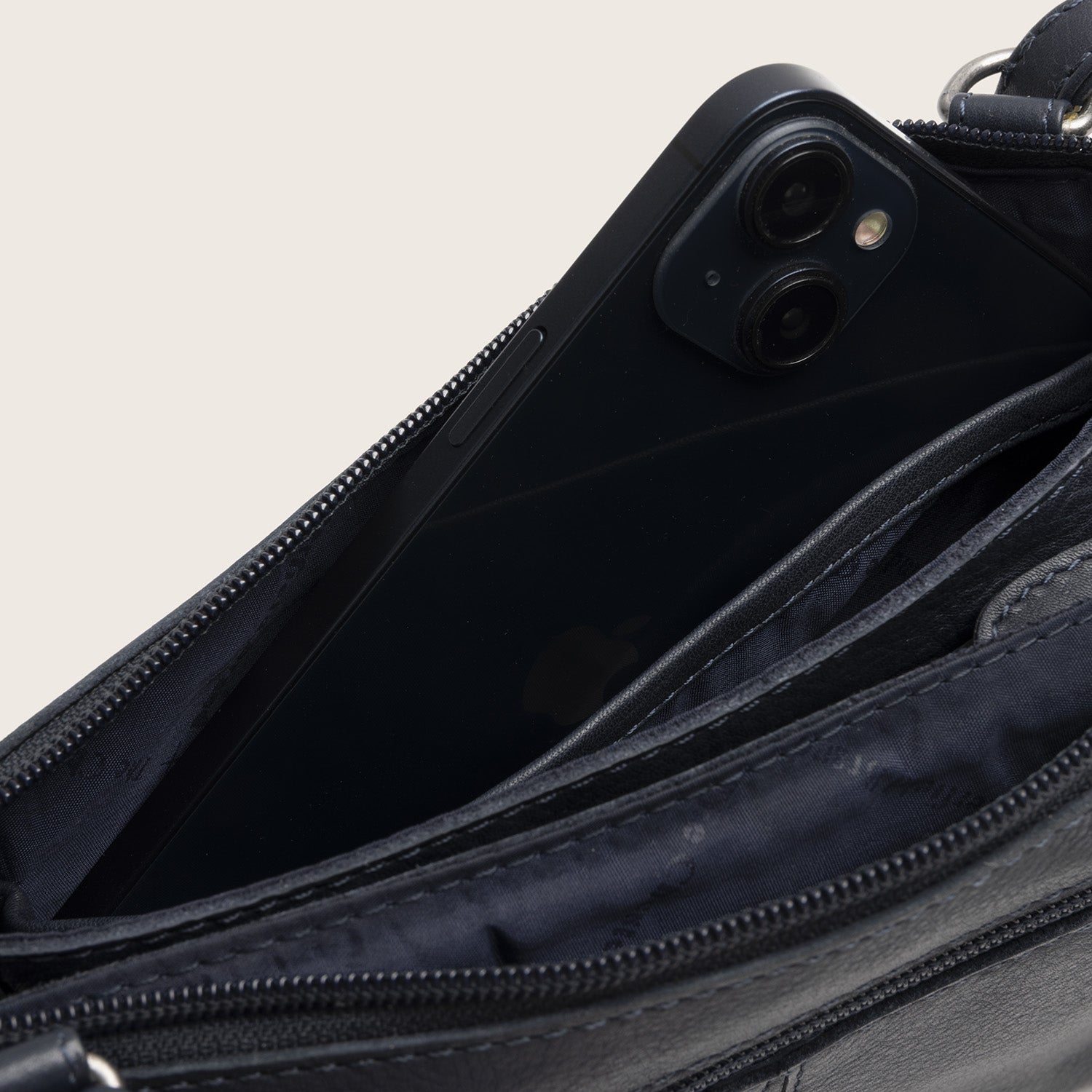 Sac Bandoulière en Cuir Bleu Marine Brisa