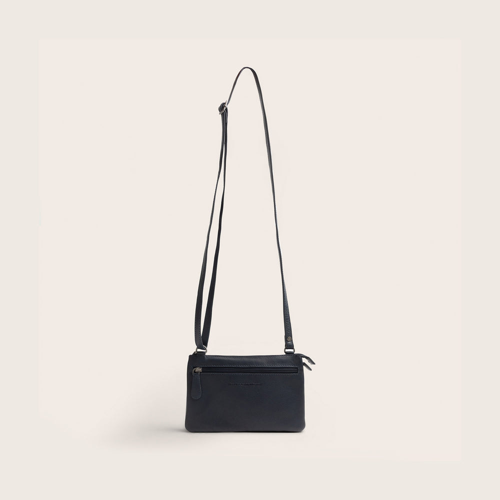 Sac Bandoulière en Cuir Bleu Marine Brisa