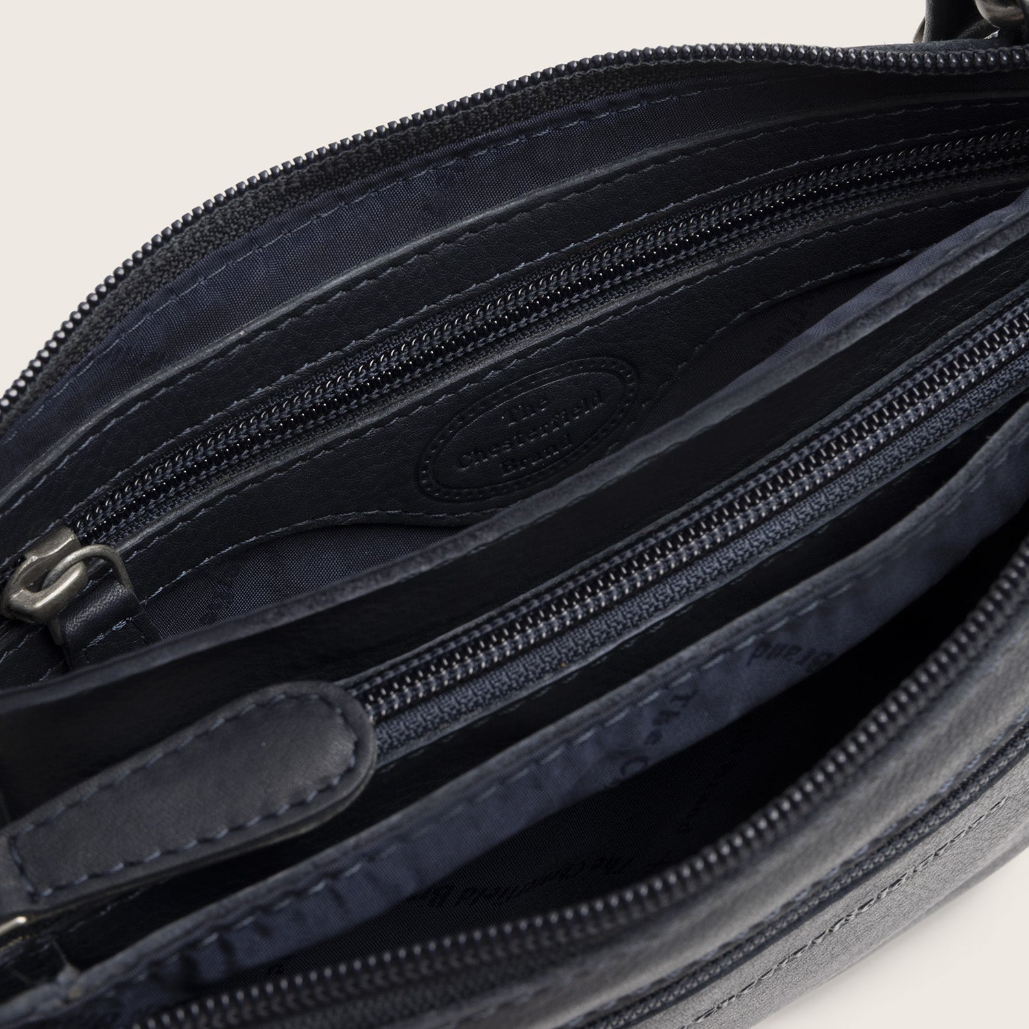 Sac Bandoulière en Cuir Bleu Marine Brisa