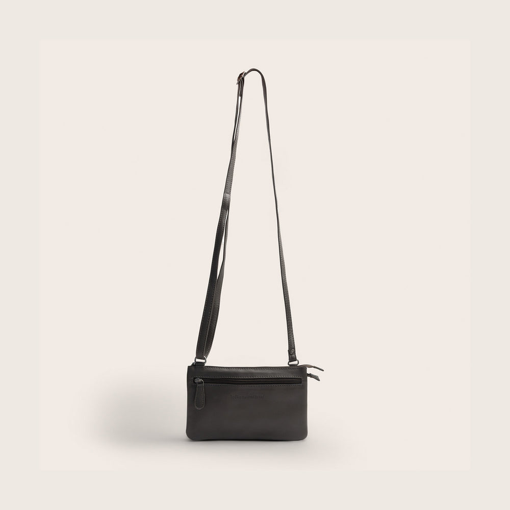 Sac Bandoulière en Cuir Gris Argile Brisa