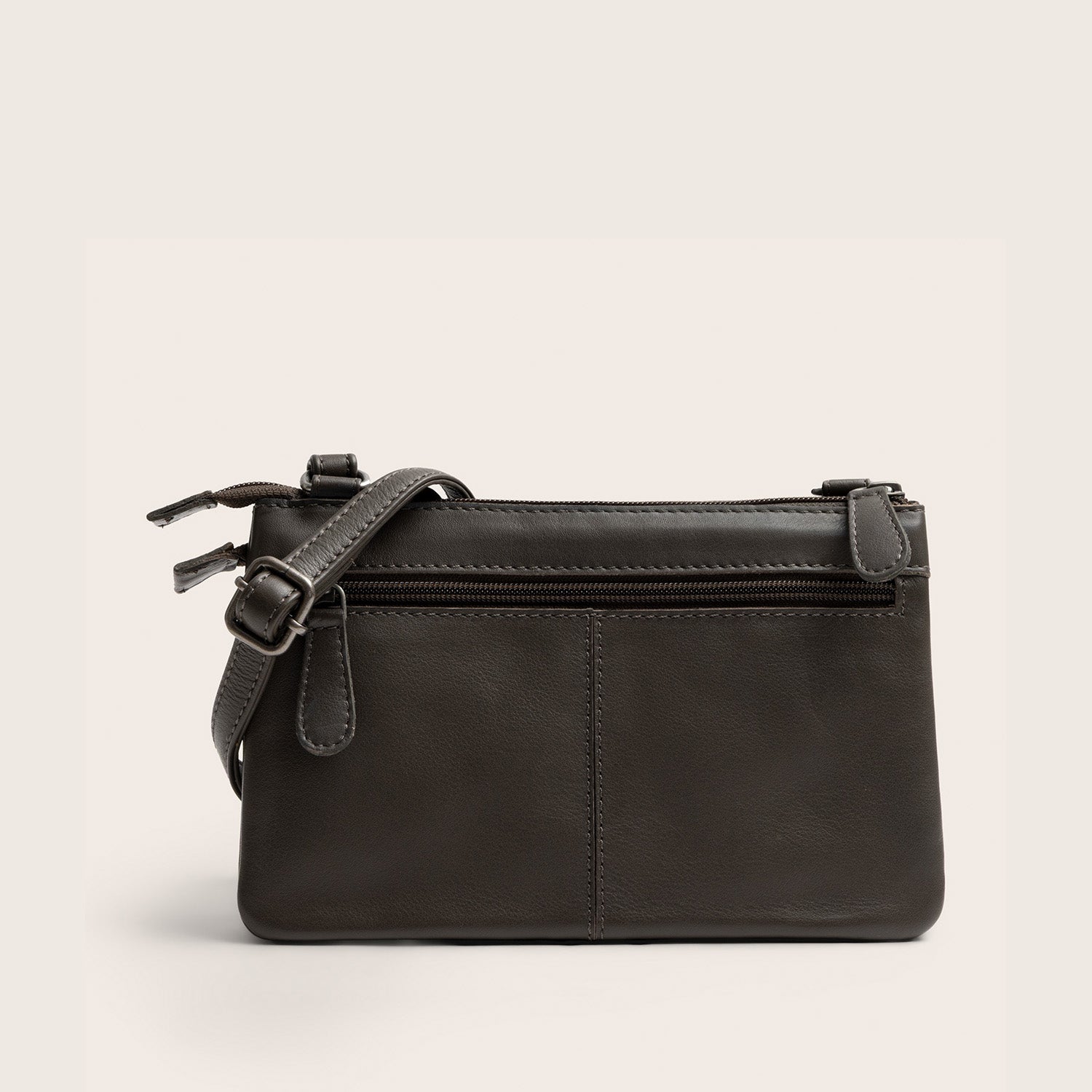 Sac Bandoulière en Cuir Gris Argile Brisa