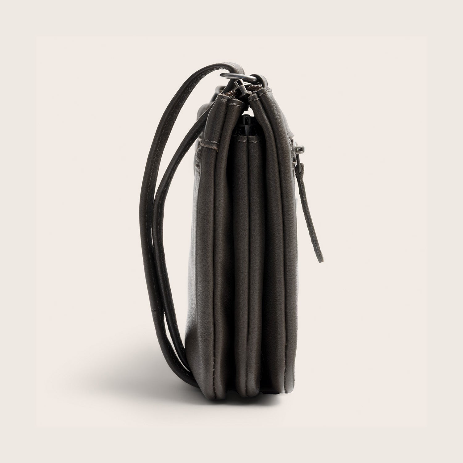 Sac Bandoulière en Cuir Gris Argile Brisa