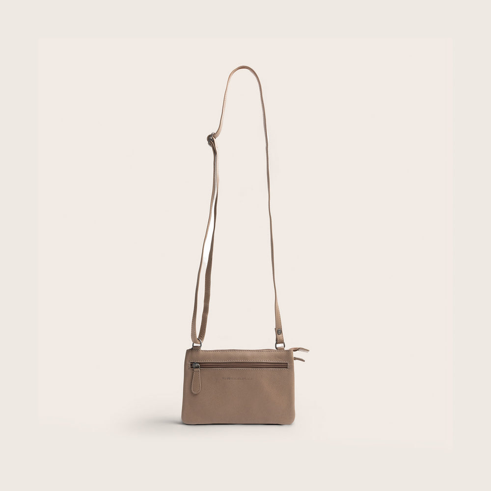 Sac Bandoulière en Cuir Taupe Brisa