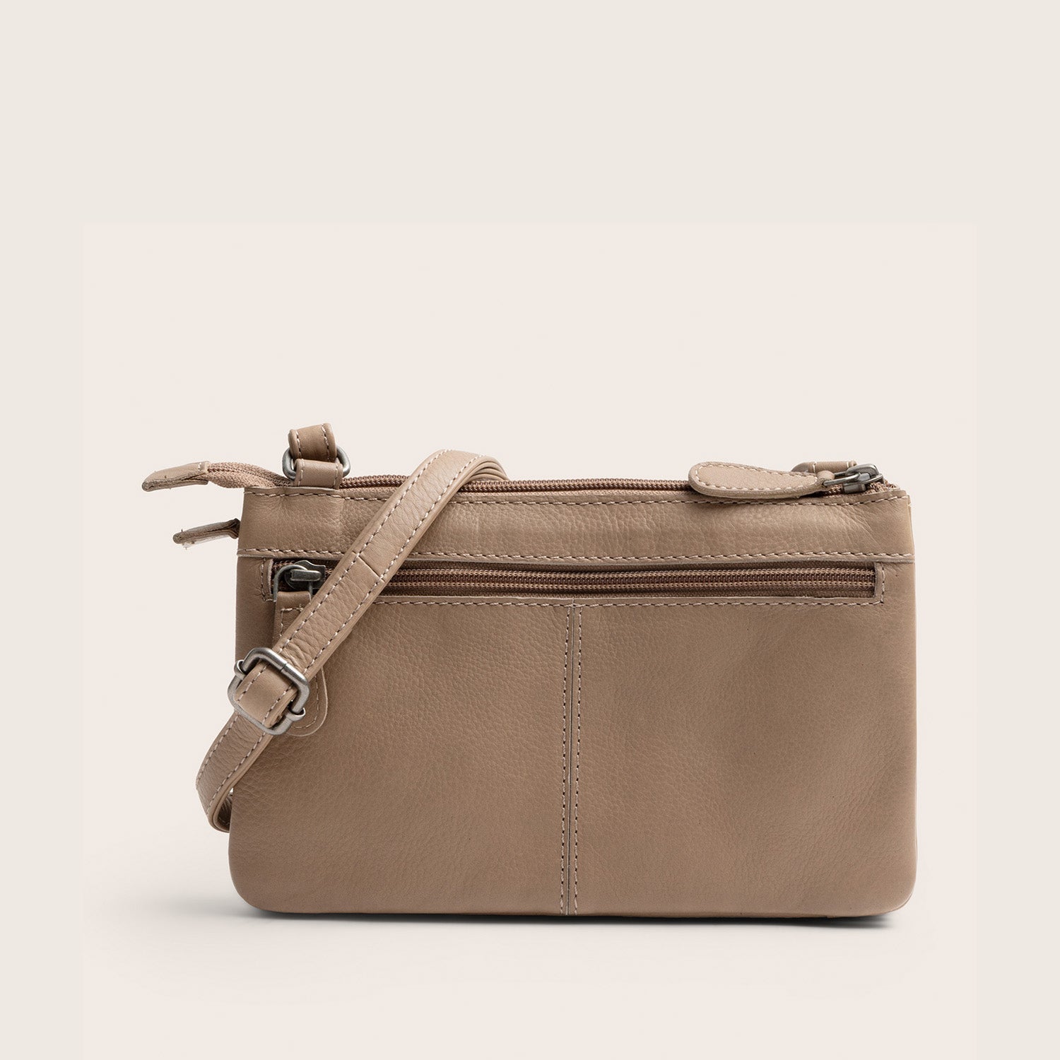 Sac Bandoulière en Cuir Taupe Brisa