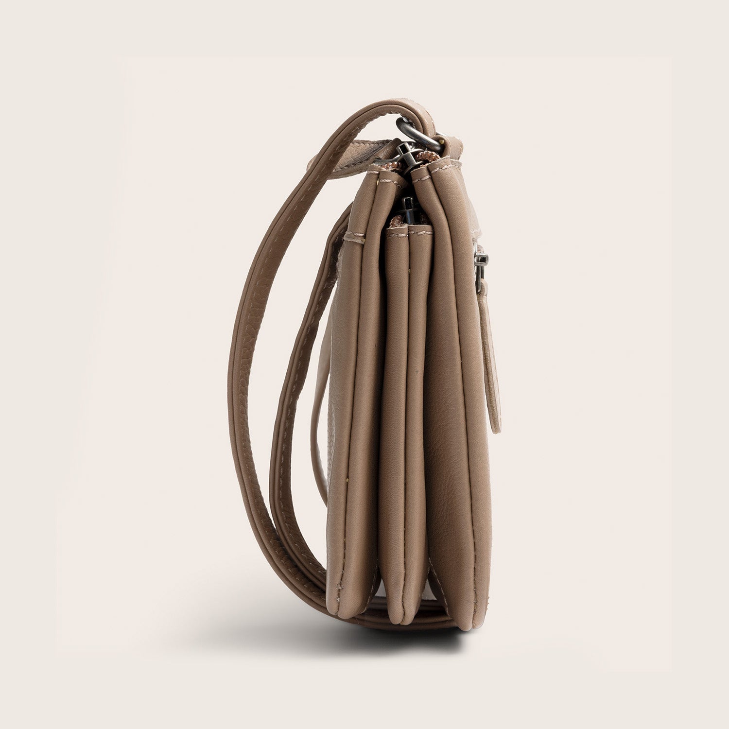 Sac Bandoulière en Cuir Taupe Brisa