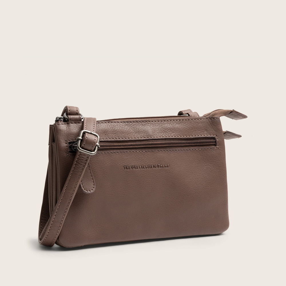 Sac Bandoulière en Cuir Taupe Foncé Brisa