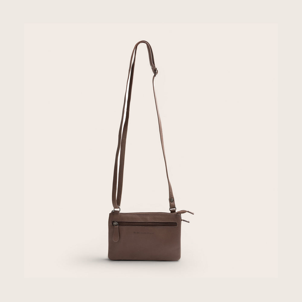 Sac Bandoulière en Cuir Taupe Foncé Brisa