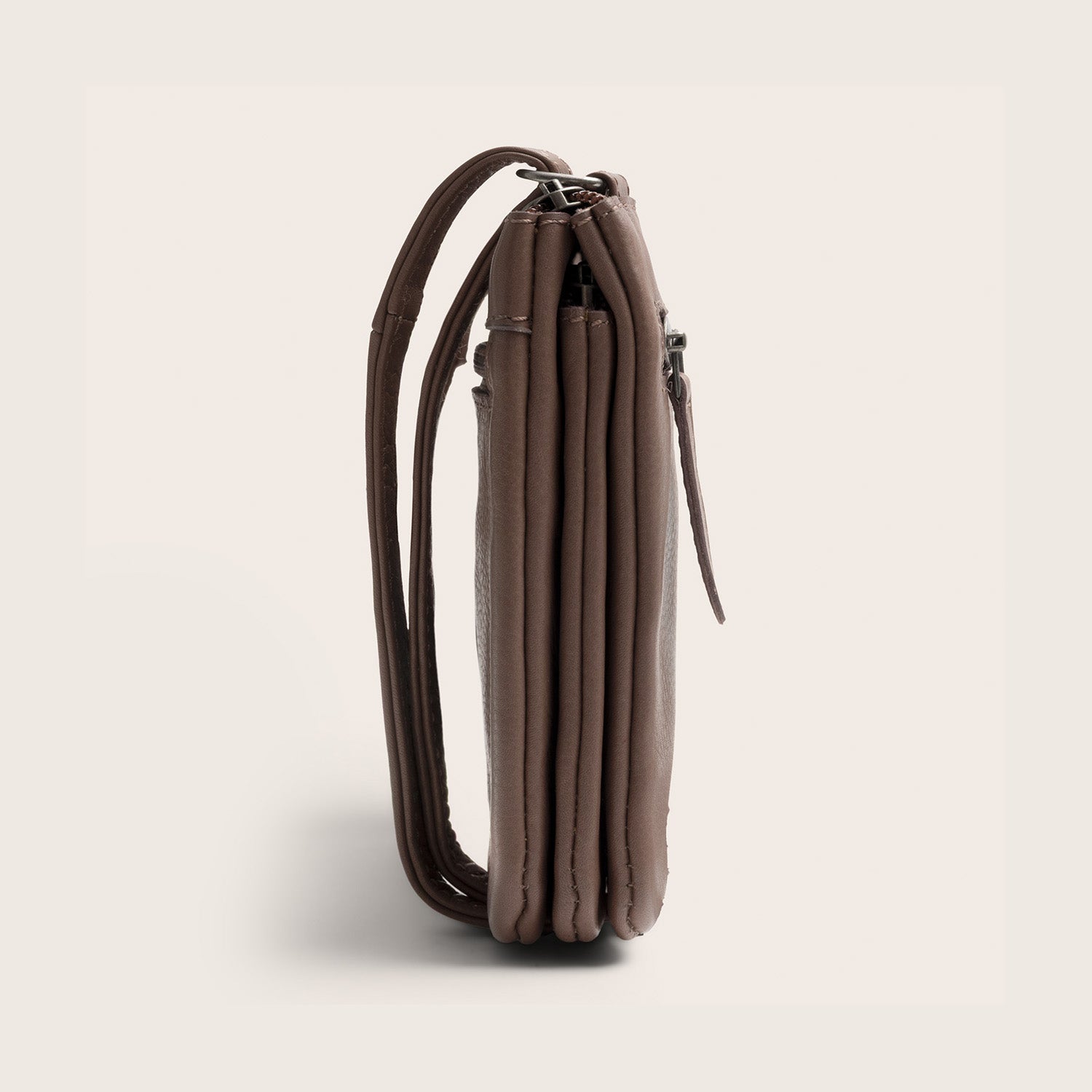 Sac Bandoulière en Cuir Taupe Foncé Brisa