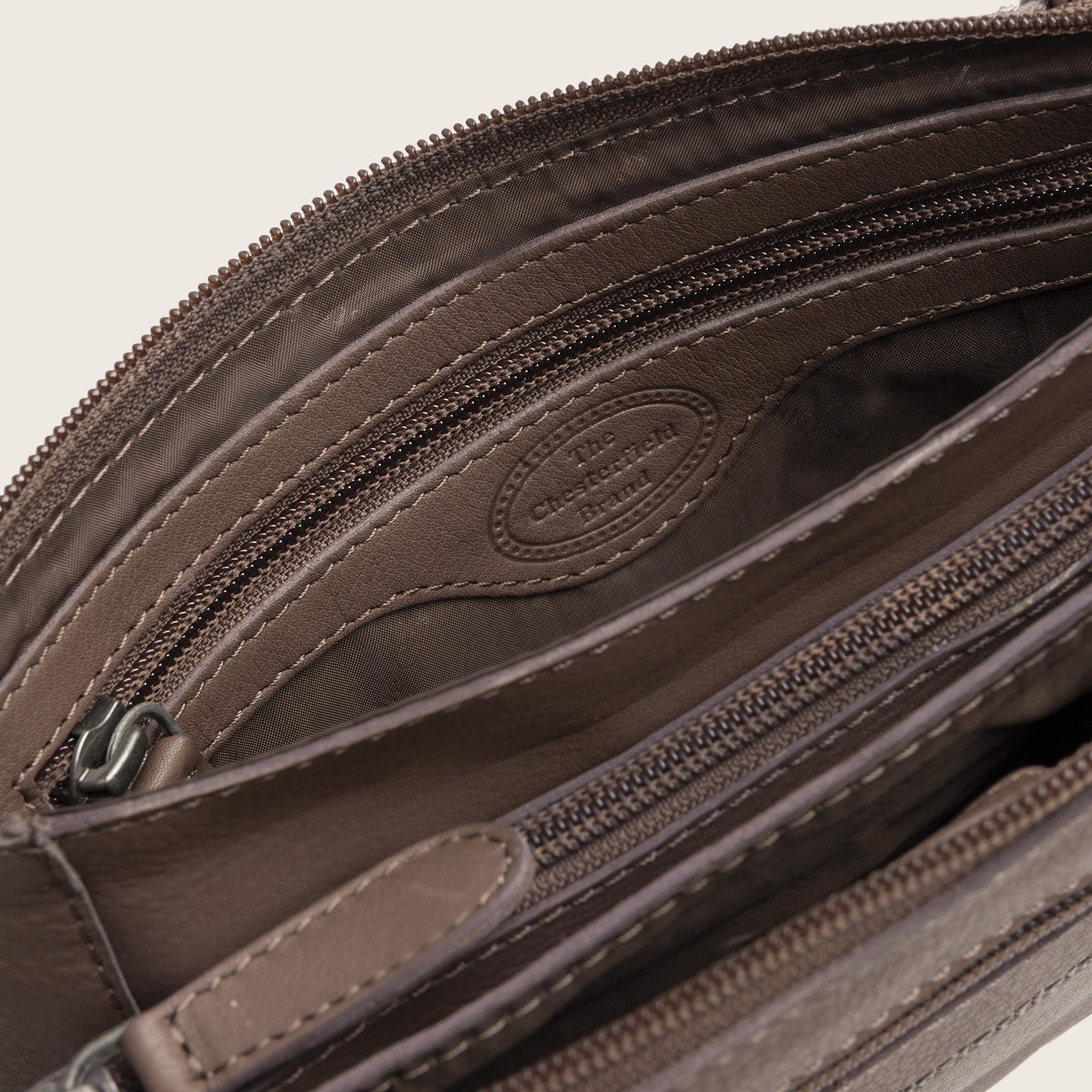 Sac Bandoulière en Cuir Taupe Foncé Brisa