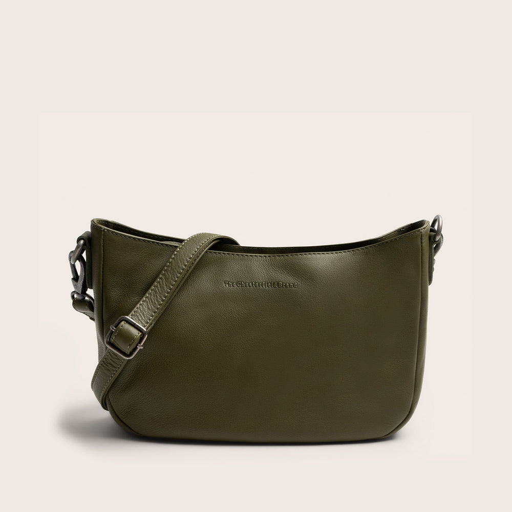 Sac Porté Épaule en Cuir Vert Olive Maris