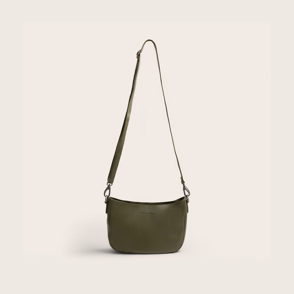Sac Porté Épaule en Cuir Vert Olive Maris