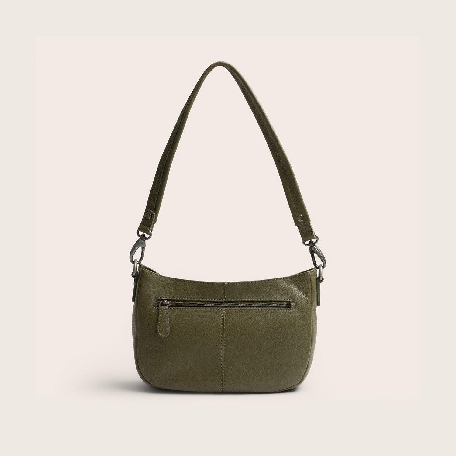 Sac Porté Épaule en Cuir Vert Olive Maris