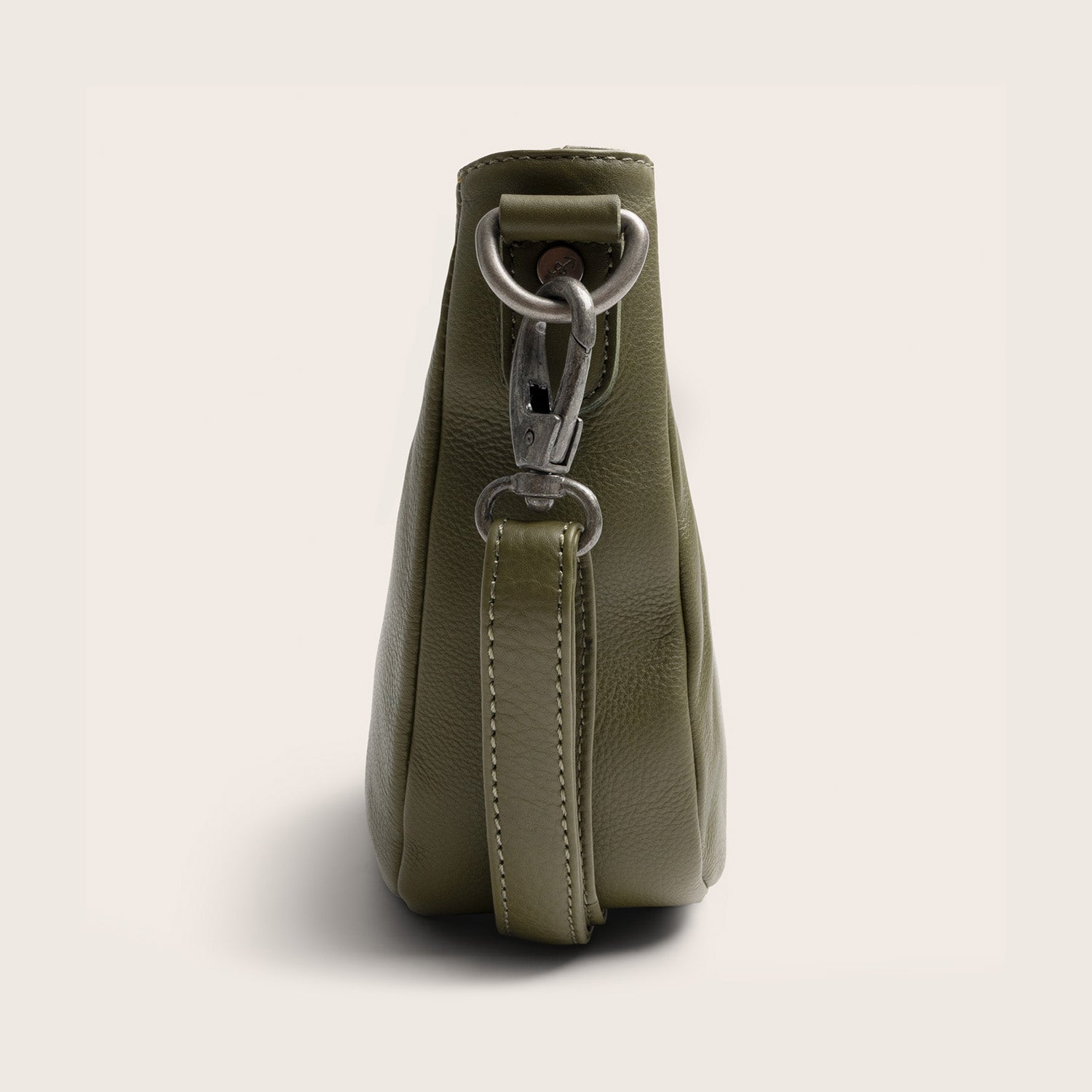 Sac Porté Épaule en Cuir Vert Olive Maris