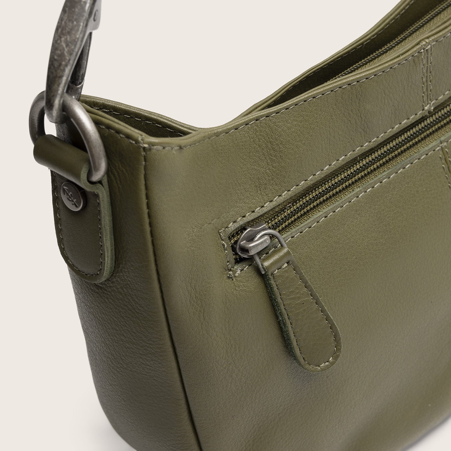 Sac Porté Épaule en Cuir Vert Olive Maris