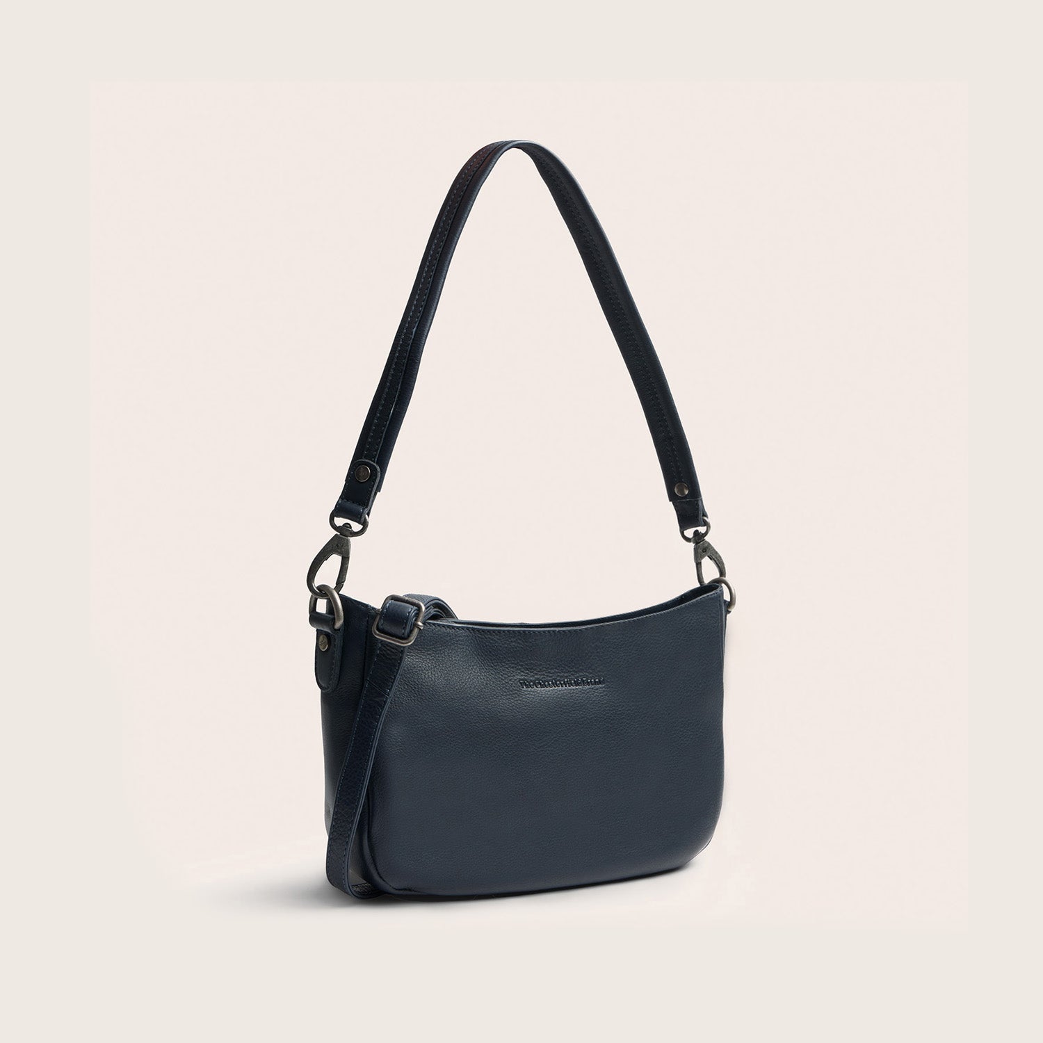 Sac Porté Épaule en Cuir Bleu Marine Maris