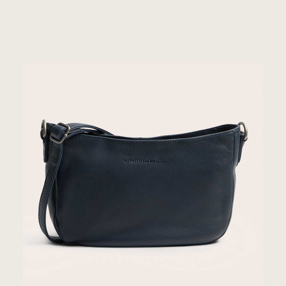 Sac Porté Épaule en Cuir Bleu Marine Maris