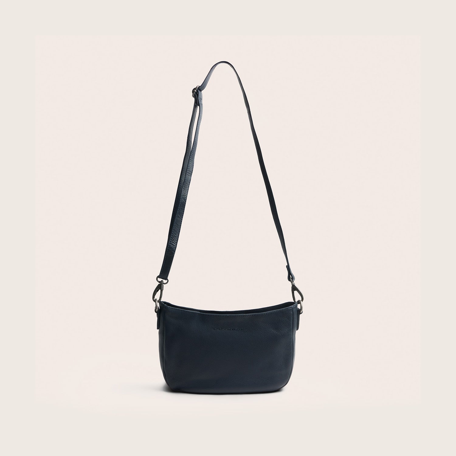 Sac Porté Épaule en Cuir Bleu Marine Maris