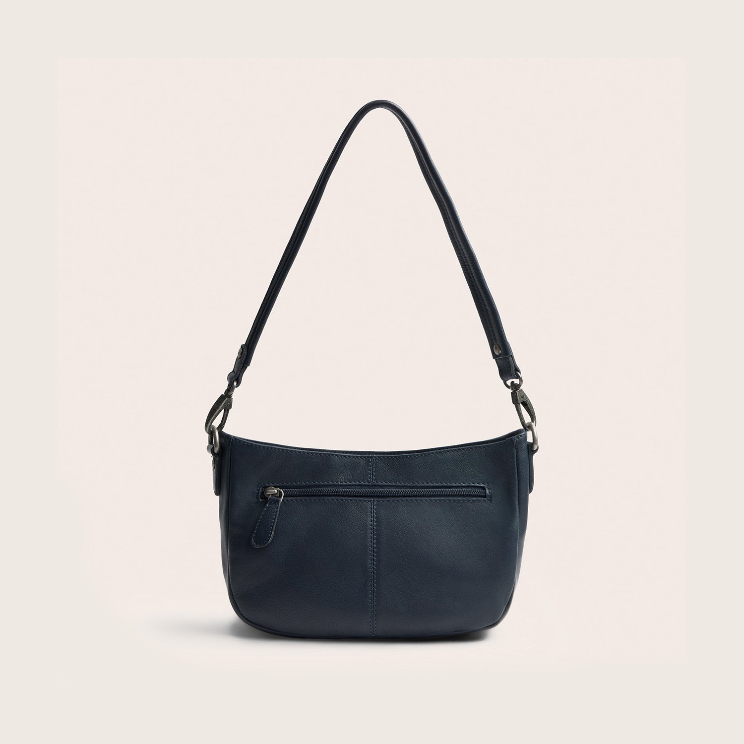 Sac Porté Épaule en Cuir Bleu Marine Maris