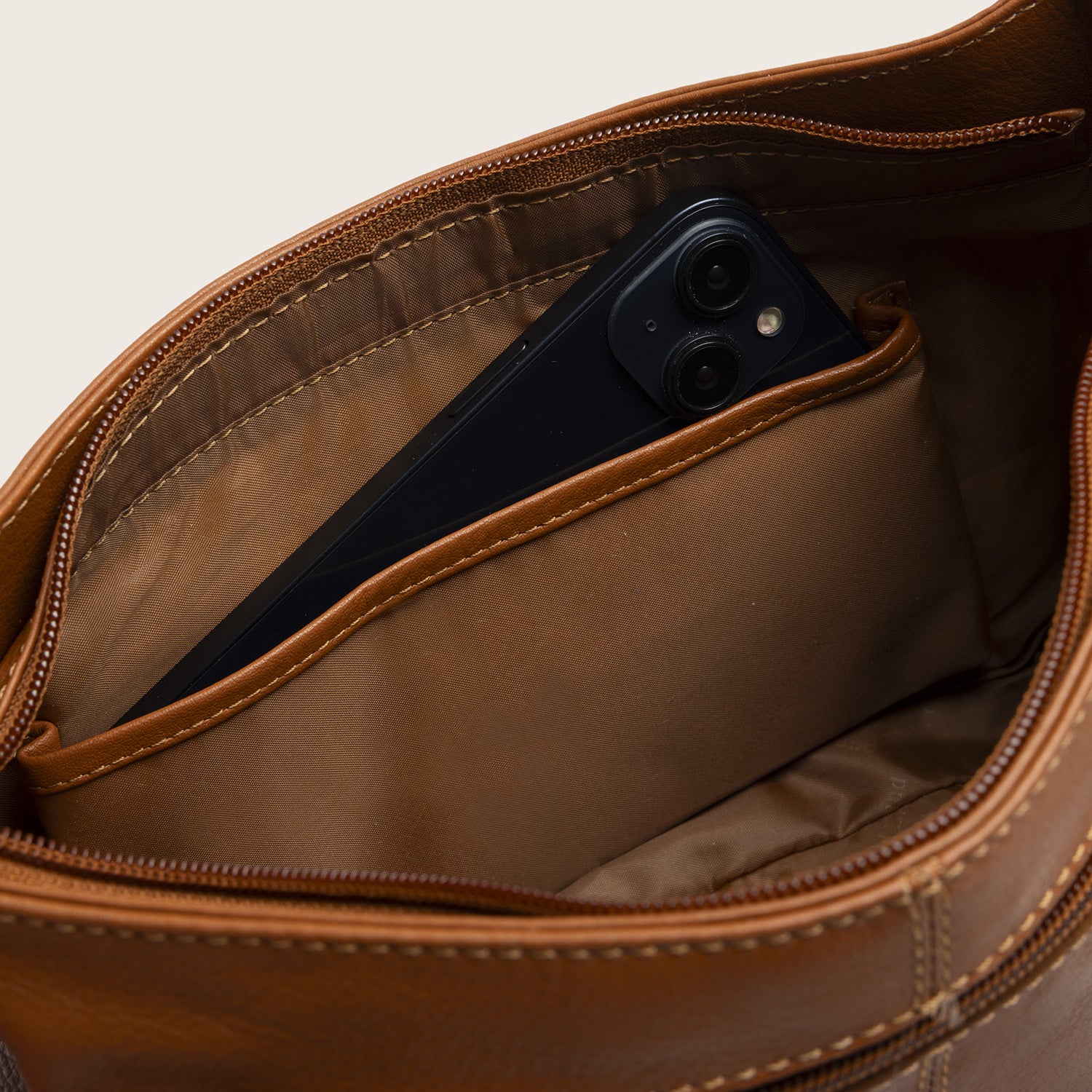 Sac Porté Épaule en Cuir Cognac Maris