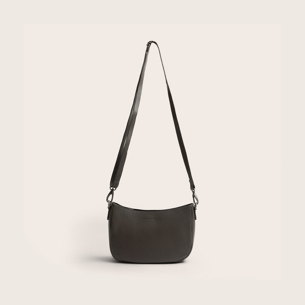 Sac Porté Épaule en Cuir Gris Argile Maris