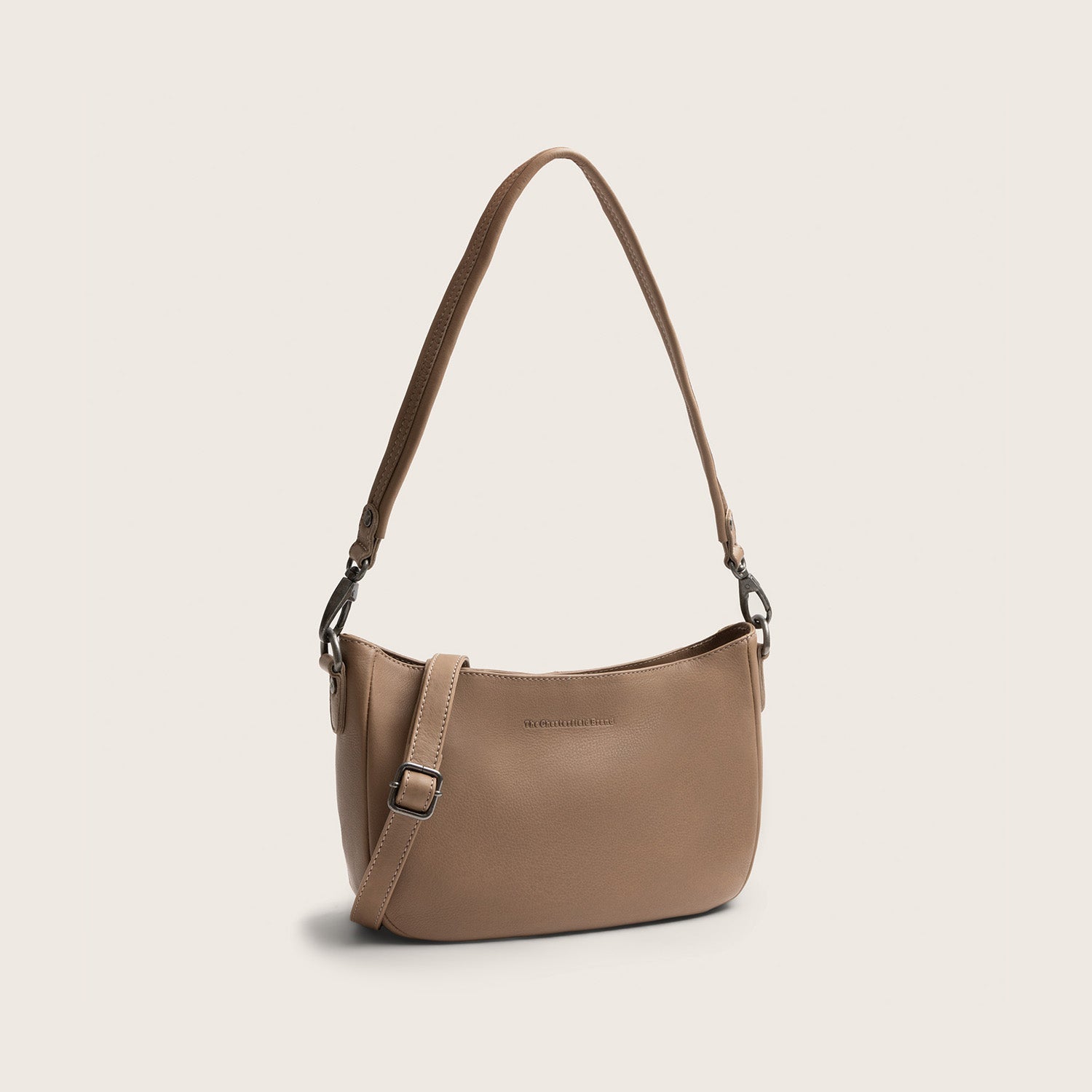 Sac Porté Épaule en Cuir Taupe Maris