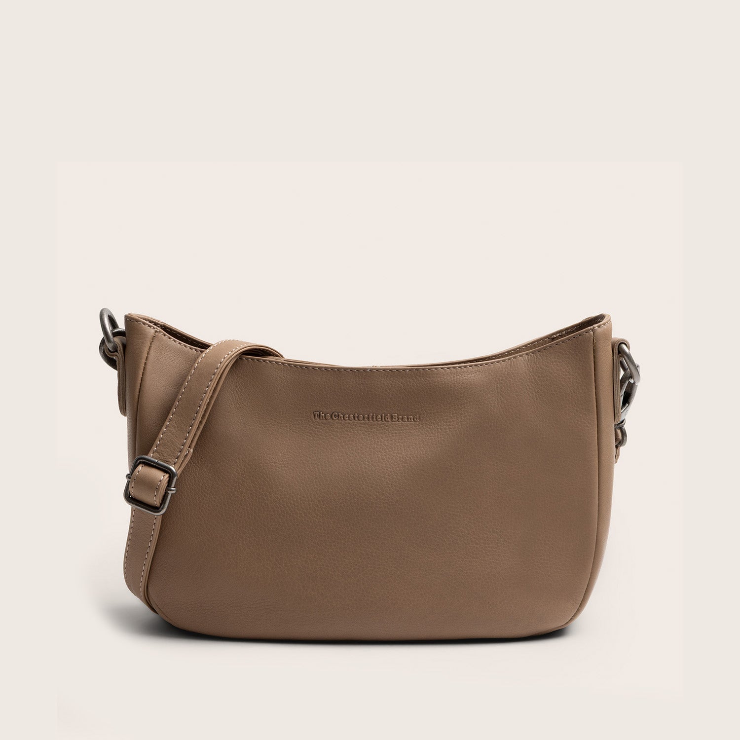 Sac Porté Épaule en Cuir Taupe Maris