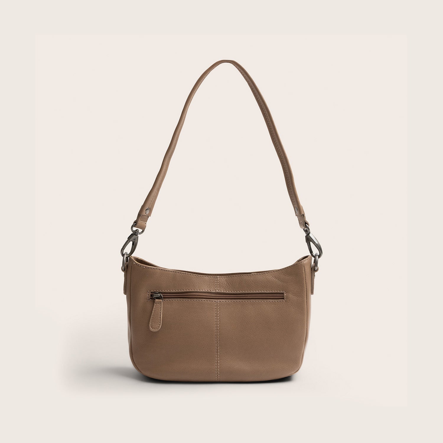Sac Porté Épaule en Cuir Taupe Maris