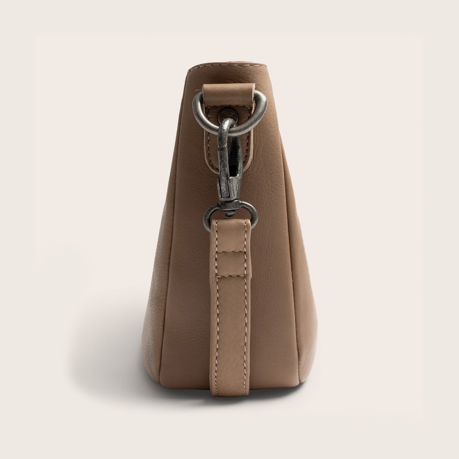Sac Porté Épaule en Cuir Taupe Maris