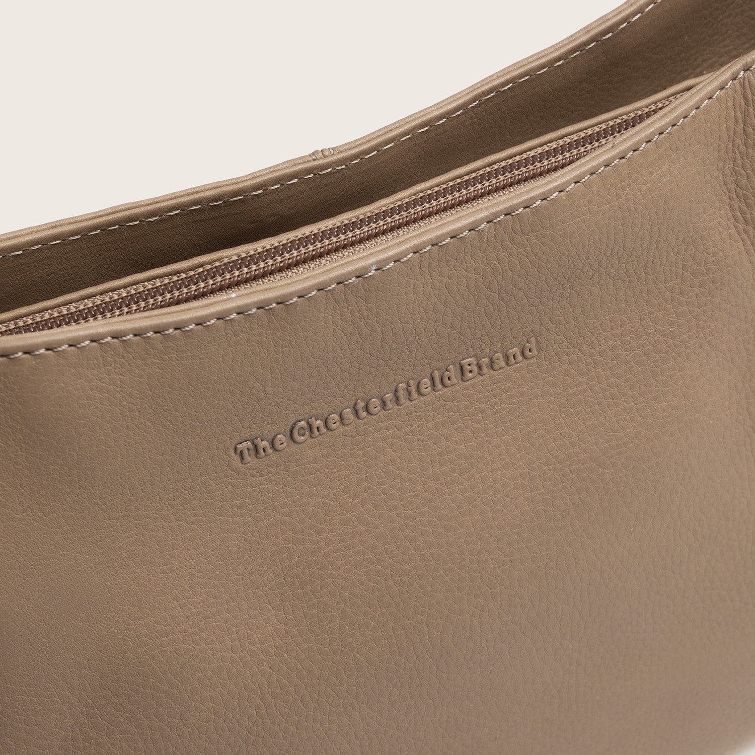Sac Porté Épaule en Cuir Taupe Maris