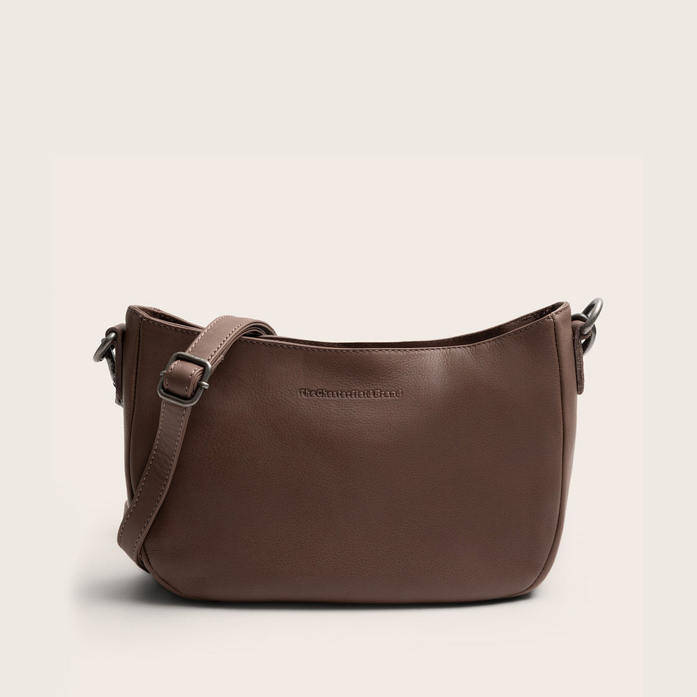 Sac Porté Épaule en Cuir Taupe Foncé Maris