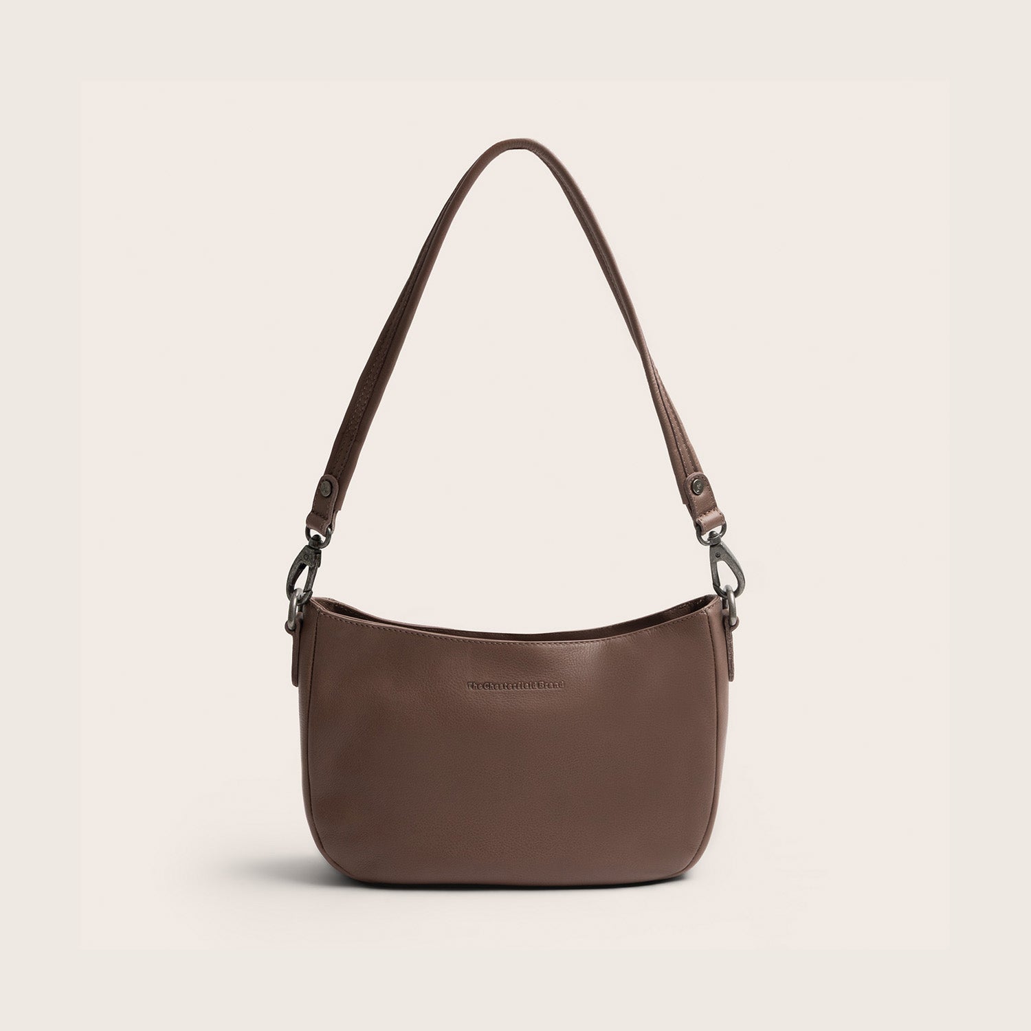 Sac Porté Épaule en Cuir Taupe Foncé Maris