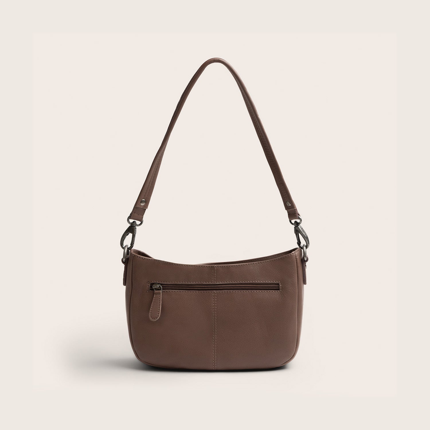 Sac Porté Épaule en Cuir Taupe Foncé Maris