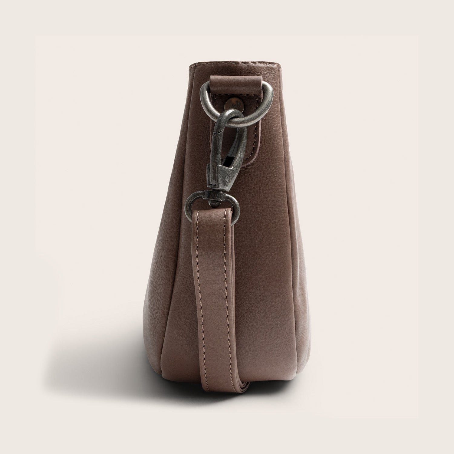 Sac Porté Épaule en Cuir Taupe Foncé Maris
